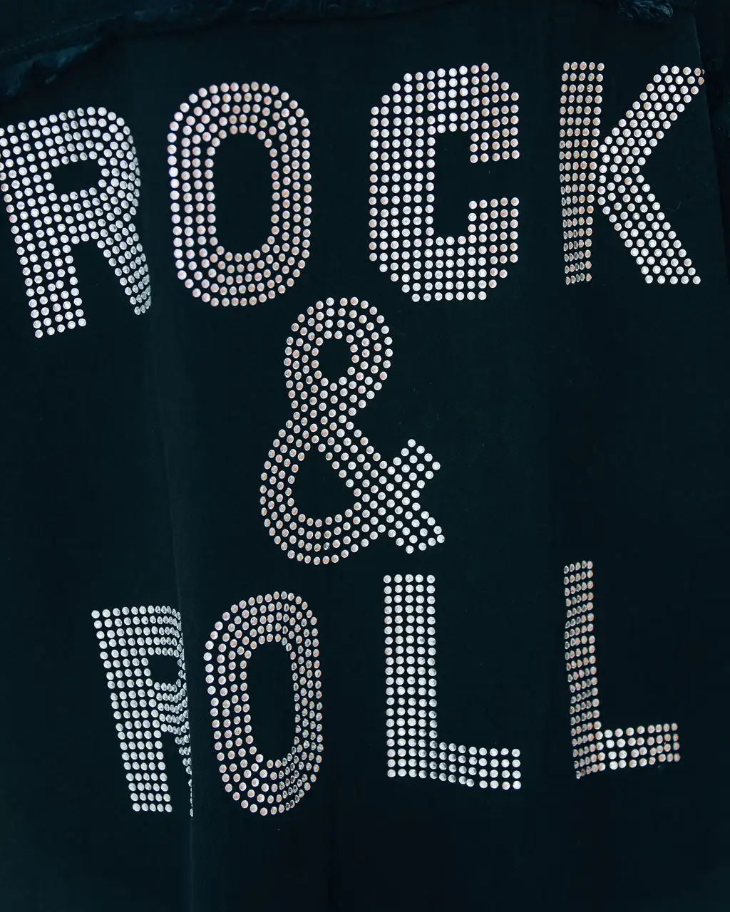 Rhinestone Rock And Roll Cotton Frayed Shacket - Black - FINAL SALE 4 Rhinestone Rock And Roll Cotton Frayed Shacket - Black - FINAL SALE - Image 4
