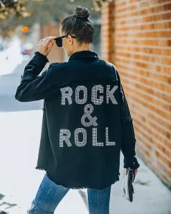 Rhinestone Rock And Roll Cotton Frayed Shacket - Black - FINAL SALE 18 Rhinestone Rock And Roll Cotton Frayed Shacket - Black - FINAL SALE -clothes Sales FO6C9108 79432396 e8ee 48f7 95a4 ed410225bf64