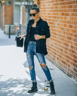 Rhinestone Rock And Roll Cotton Frayed Shacket - Black - FINAL SALE 15 Rhinestone Rock And Roll Cotton Frayed Shacket - Black - FINAL SALE -clothes Sales FO6C9151 650f7d54 ffa7 4ed6 94e5 8318ae3826ba