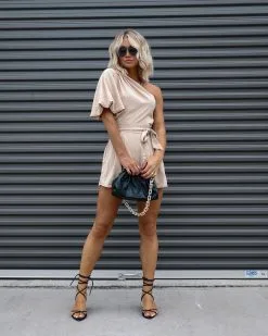 Donna One Shoulder Front Tie Romper - Beige - FINAL SALE -clothes Sales Facetune 11 08 2022 21 05 102