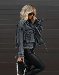 Own It Mineral Wash Denim Jacket - Black - FINAL SALE