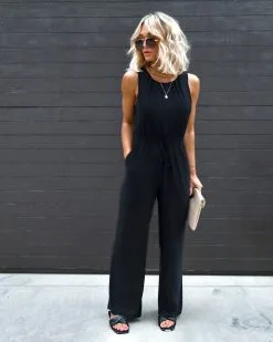 Bailey Pocketed Jumpsuit - Black - SALE