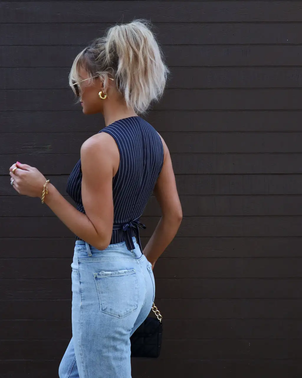 Smith Pinstripe Pocketed Vest - Navy 5 Smith Pinstripe Pocketed Vest - Navy - Image 5