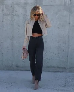 Jane Crop Lightweight Jacket - Tan - FINAL SALE