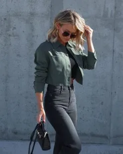 Jane Crop Lightweight Jacket - Olive - FINAL SALE