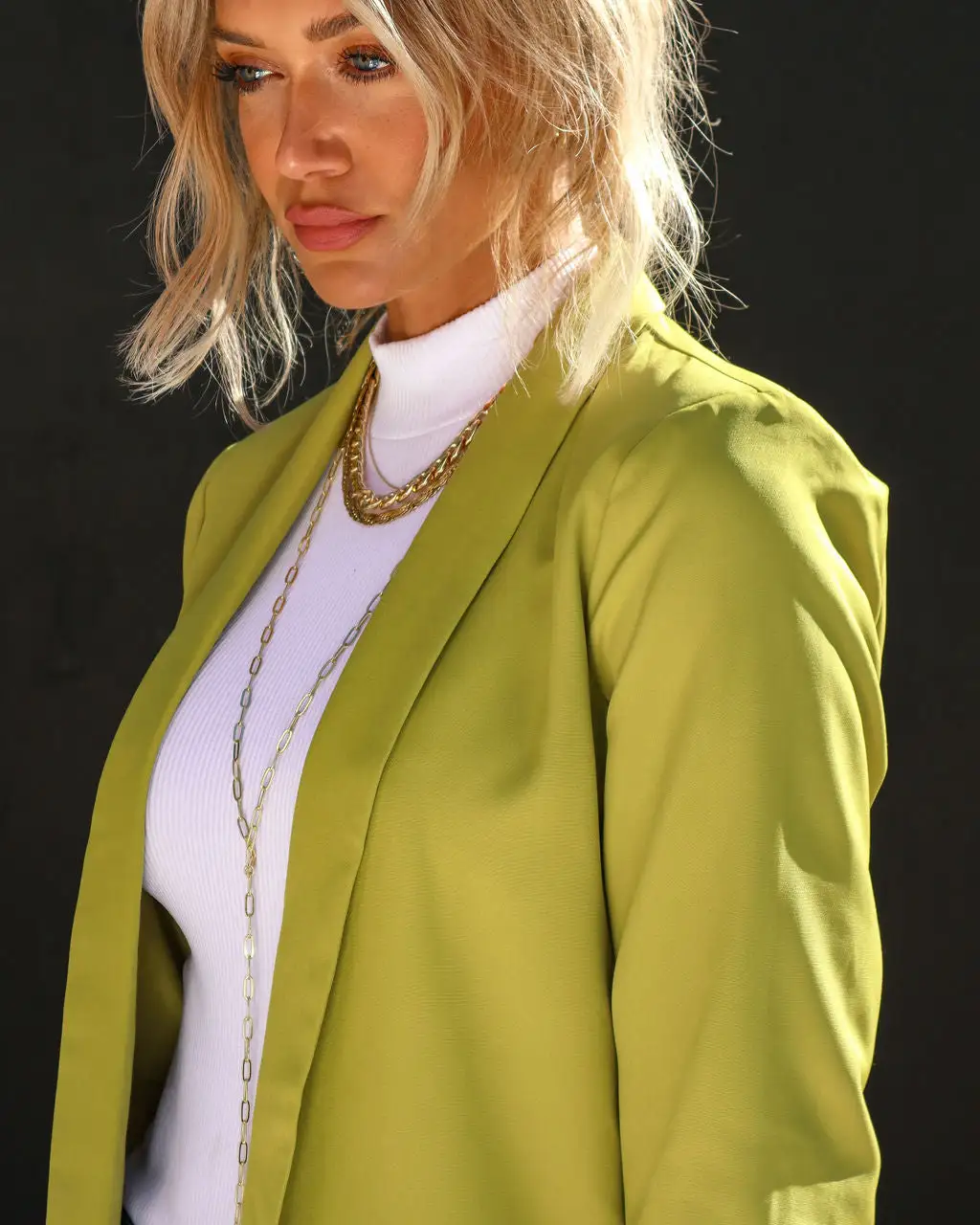 Entrepreneur Pocketed Blazer - Chartreuse 2 Entrepreneur Pocketed Blazer - Chartreuse - Image 2