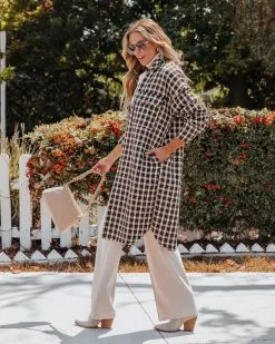Florence Houndstooth Pocketed Long Line Shacket - FINAL SALE -clothes Sales FlorenceHoundstoothPocketedLongLineShacket13