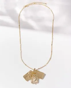 Frances Charm Tag Necklace - Gold