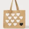 Francine Heart Straw Tote - Natural/White