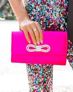 Gala Satin Embellished Clutch - Pink - LAST CHANCE -clothes Sales GalaSatinEmbellishedClutchPink8