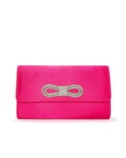 Gala Satin Embellished Clutch - Pink - LAST CHANCE -clothes Sales GalaSatinEmbellishedClutch Pink