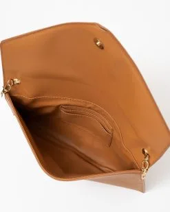 Garner Envelope Crossbody Clutch - Tan - SALE -clothes Sales GarnerEnvelopeCrossbodyClutch Tan Interior