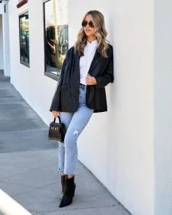 Girl Boss Faux Leather Pocketed Blazer - Black - FINAL SALE -clothes Sales GirlBossFauxLeatherPocketedBlazer Black.cr2 81.cr2 10