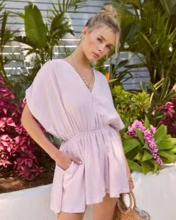 Gisella Pocketed Drape Romper - Light Mauve
