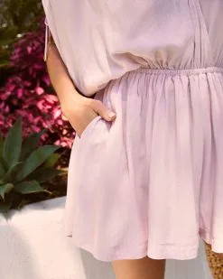 Gisella Pocketed Drape Romper - Light Mauve -clothes Sales GisellaPocketedDrapeRomper LightMauve061