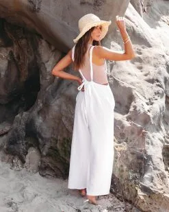 Half Moon Bay Cotton Pocketed Overalls - White - SALE -clothes Sales Halfmoonbaycottonpocketedoverallswhite7