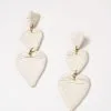 Heart To Heart Woven Earrings - White - FINAL SALE