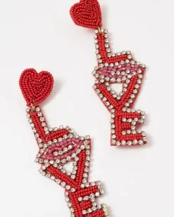 Hello Lover Beaded Embellished Drop Earrings - SALE