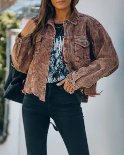 Paddington Distressed Cotton Corduroy Jacket - Mocha - FINAL SALE