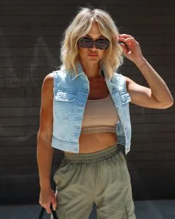 PREORDER - Raychel Denim Crop Vest -clothes Sales IMG 04843