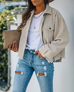 Paddington Distressed Cotton Corduroy Jacket - Beige - FINAL SALE -clothes Sales IMG 0492 99639720 fa97 48a1 bab4 56474b6a8f8c