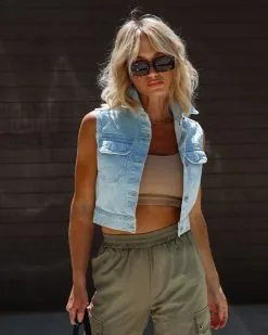 PREORDER - Raychel Denim Crop Vest -clothes Sales IMG 05072