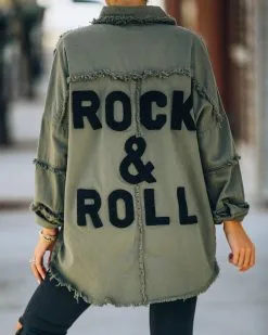 Cotton Rock & Roll Frayed Utility Jacket - Olive - FINAL SALE