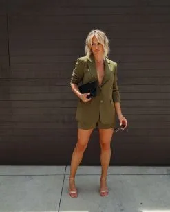 Aria Pocketed Blazer - Olive -clothes Sales IMG 1770 0920047d 852f 4b52 928f f68f1fcf8527