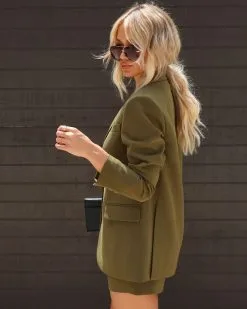 Aria Pocketed Blazer - Olive -clothes Sales IMG 18192