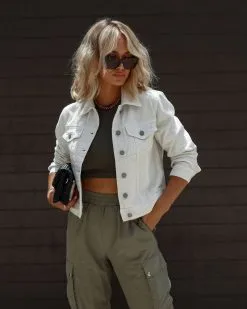 Blue Jean Baby Distressed Denim Jacket - Ecru -clothes Sales IMG 23613