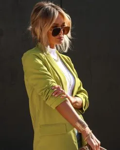 Entrepreneur Pocketed Blazer - Chartreuse