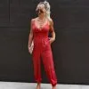Stay Grounded Smocked Jumpsuit - Terracotta