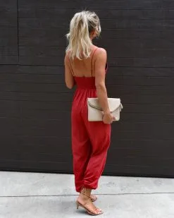 Stay Grounded Smocked Jumpsuit - Terracotta -clothes Sales IMG 4097 012b0b2d ae5f 49a5 8bff 7286237d71f1