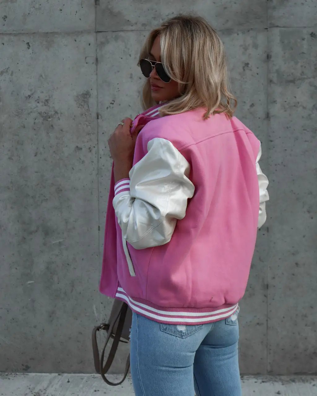 Friday Night Lights Pocketed Varsity Bomber Jacket - Pink - SALE 4 Friday Night Lights Pocketed Varsity Bomber Jacket - Pink - SALE - Image 4