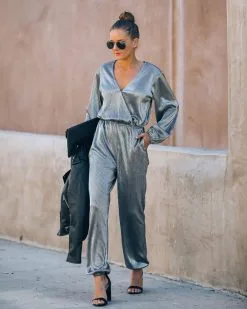 That's A Wrap Pocketed Plisse Jumpsuit - Silver - FINAL SALE -clothes Sales IMG 5683 3fe5f195 8787 44c5 a919 756a86769df9