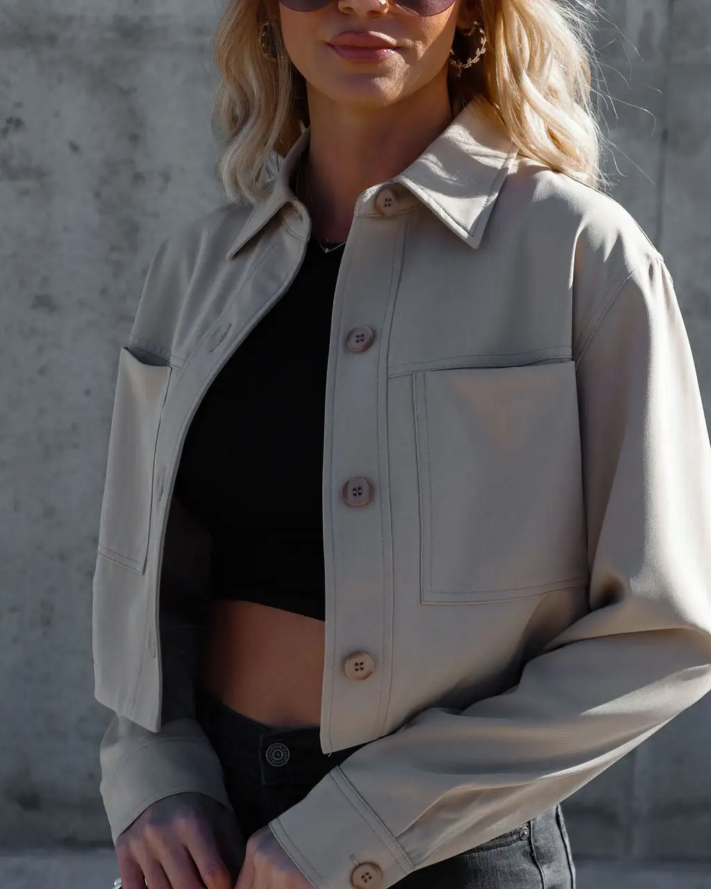 Jane Crop Lightweight Jacket - Tan - FINAL SALE 2 Jane Crop Lightweight Jacket - Tan - FINAL SALE - Image 2