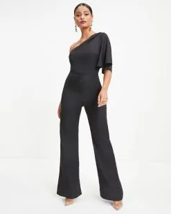 Iconic Lady One Shoulder Jumpsuit - Black - FINAL SALE -clothes Sales Iconic Lady One Shoulder Jumpsuit Black 0298