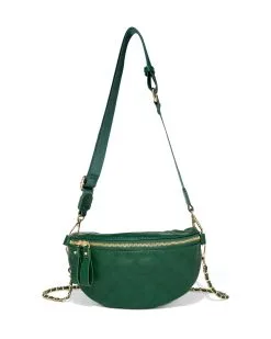 Jenny Faux Leather Belt Bag - Green -clothes Sales JennyFauxLeatherBeltBag Green