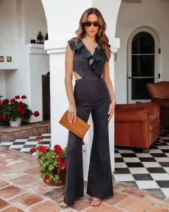 Jenny Side Cutout Jumpsuit - Charcoal - SALE