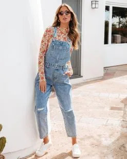 Jonathan Distressed Denim Overalls