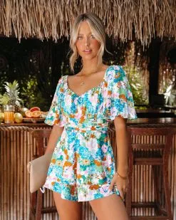 Kamyla Floral Tiered Romper - Mint Multi - FINAL SALE