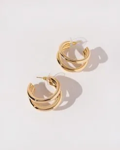 Kendall Triple Hoops - Gold