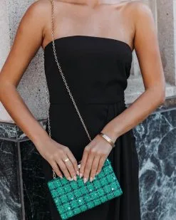 Kenna Tweed Sequin Clutch - Green - LAST CHANCE -clothes Sales KennaTweedSequinClutchGreen34