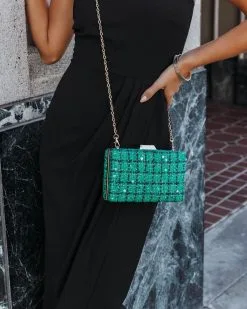 Kenna Tweed Sequin Clutch - Green - LAST CHANCE