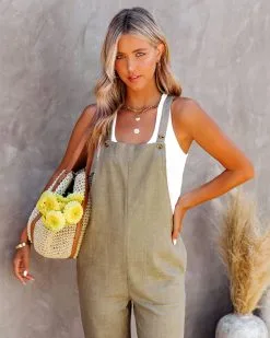 Kiko Pocketed Linen Blend Jumpsuit - Olive - FINAL SALE 21 Kiko Pocketed Linen Blend Jumpsuit - Olive - FINAL SALE -clothes Sales KikiPocketedLinenBlendJumpsuitOlive50