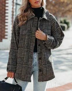 Lamont Pocketed Houndstooth Knit Shacket - FINAL SALE -clothes Sales LamontPocketedHoundstoothKnitShacket74