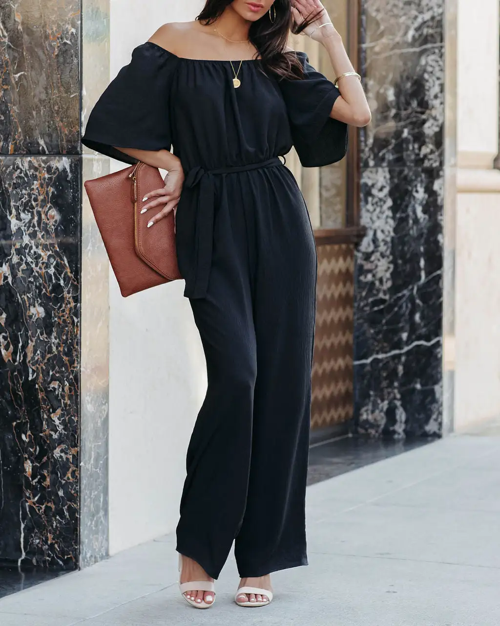 Leiland Off The Shoulder Jumpsuit - Black - FINAL SALE 3 Leiland Off The Shoulder Jumpsuit - Black - FINAL SALE - Image 3