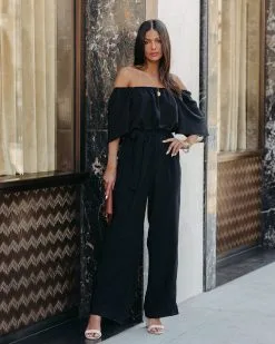Leiland Off The Shoulder Jumpsuit - Black - FINAL SALE