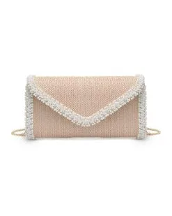 Lillia Woven Beaded Crossbody Clutch - Natural - SALE -clothes Sales LilliaWovenBeadedCrossbodyClutch Natural