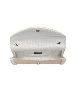 Lillia Woven Beaded Crossbody Clutch - Natural - SALE -clothes Sales LilliaWovenBeadedCrossbodyClutch Natural Interior